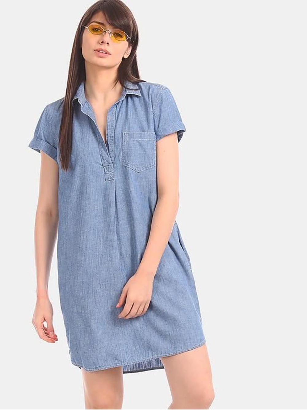 Gap Chambray Popover Shirtdress, short sleeve size XS.